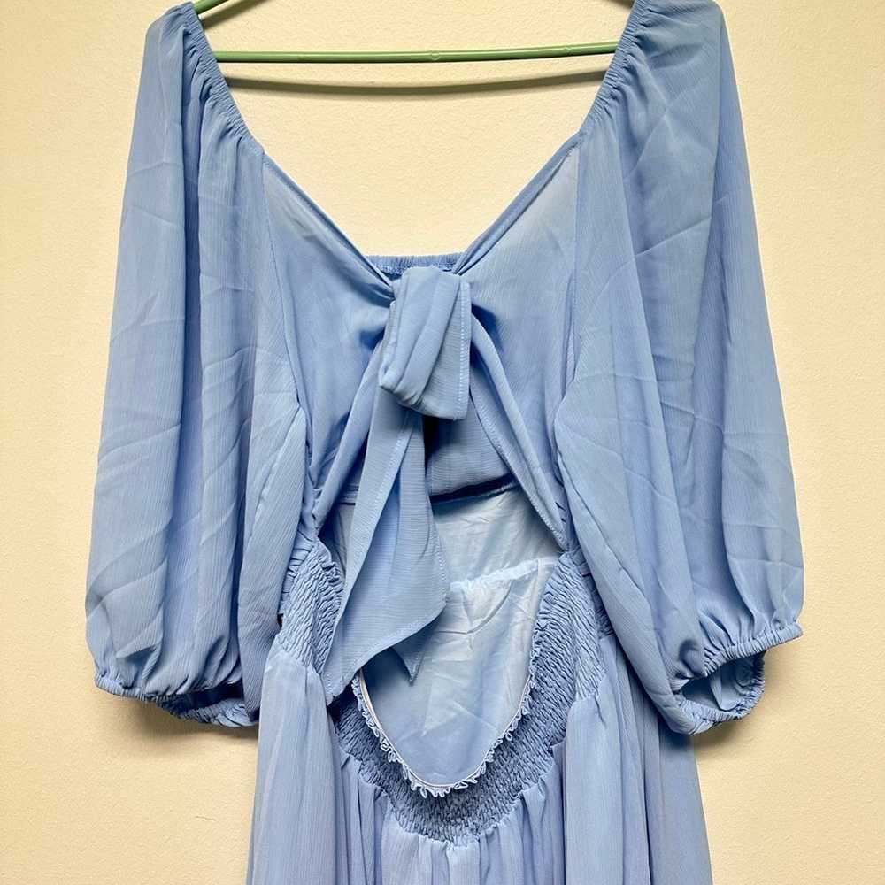 Flowy Blue Dress with Bow - image 3