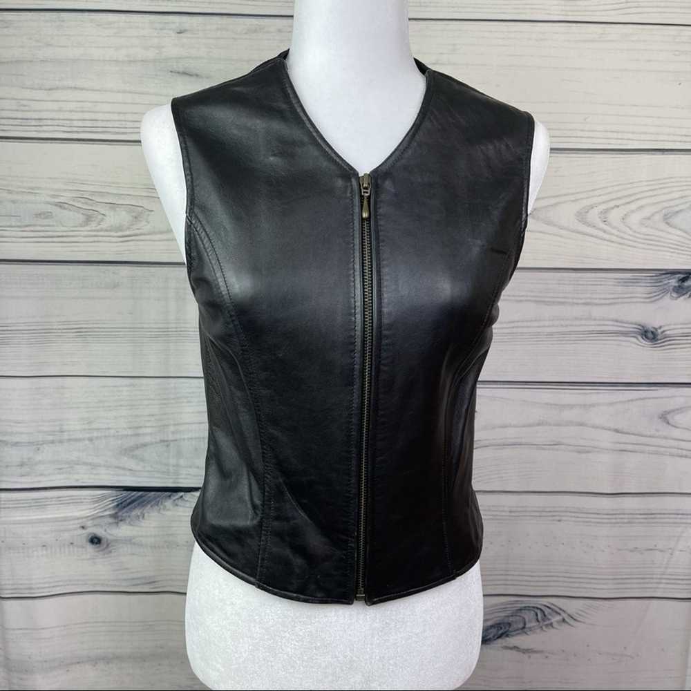 JH Collectables Vintage Leather Vest Top Black Vi… - image 1