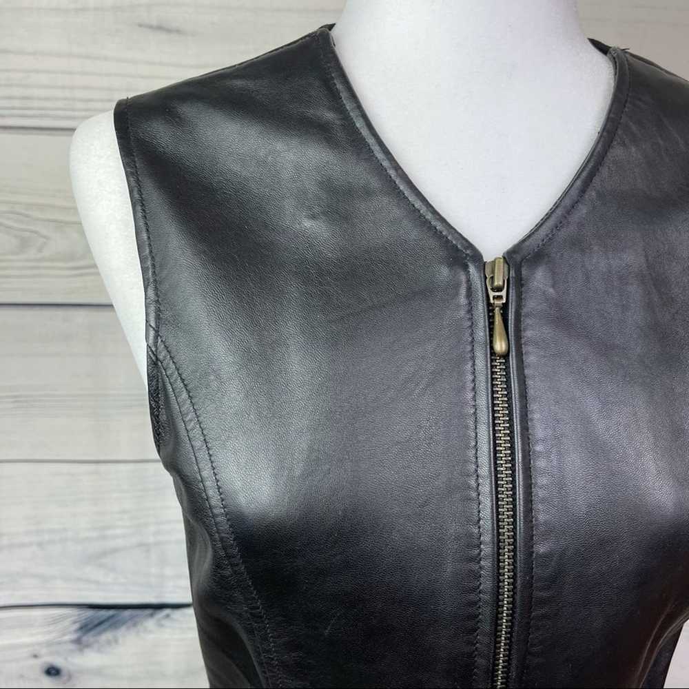 JH Collectables Vintage Leather Vest Top Black Vi… - image 2