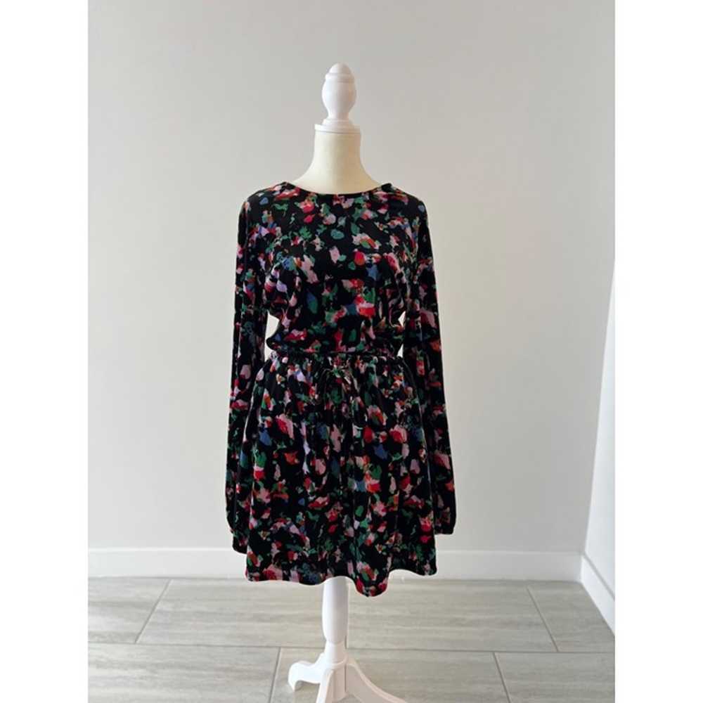 Open Edit floral open back long sleeve dress size… - image 2