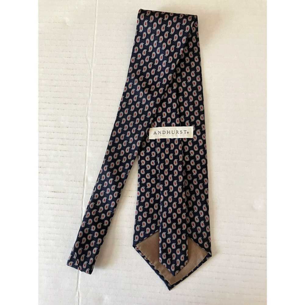 Vintage Andhurst Men's Necktie Tie Silk Navy Blue… - image 3