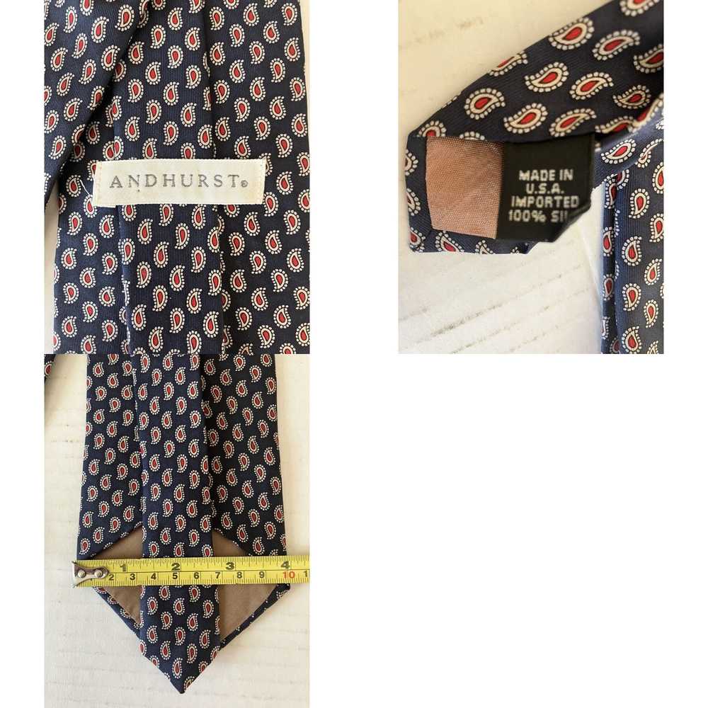 Vintage Andhurst Men's Necktie Tie Silk Navy Blue… - image 4