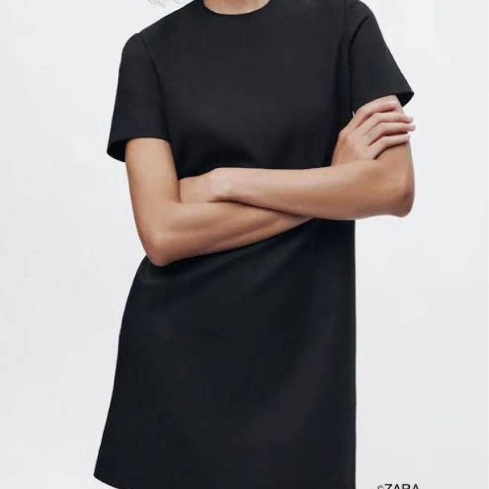 ZARA Black Short-Sleeve Dress US Size L. - image 1