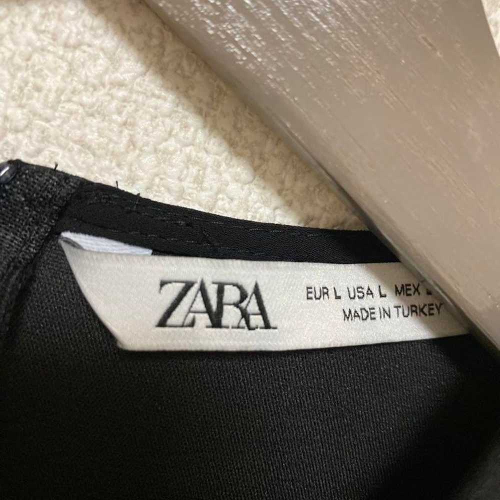 ZARA Black Short-Sleeve Dress US Size L. - image 4