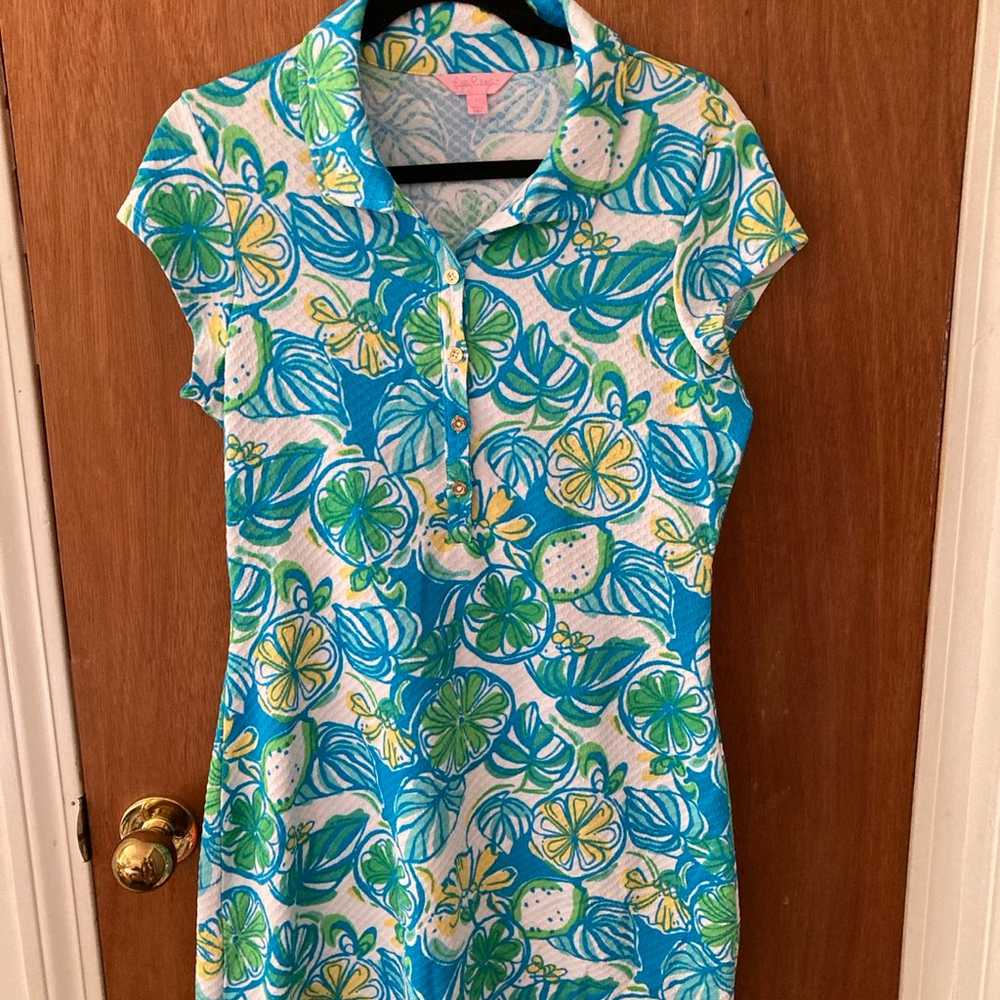 Lily Pulitzer Rayna Polo Dress Lola Lemon Lime Pr… - image 1