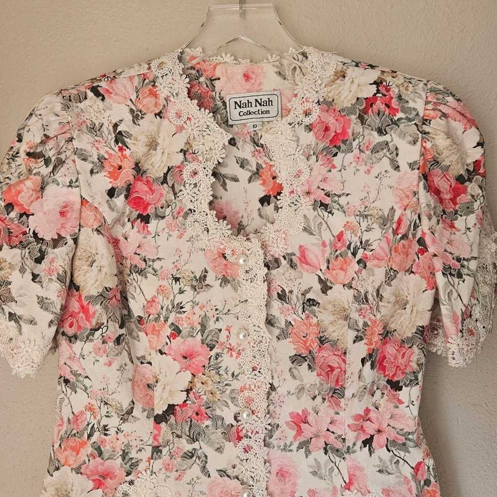 Vintage Nah Nah Collections USA Cream Pink Floral… - image 2