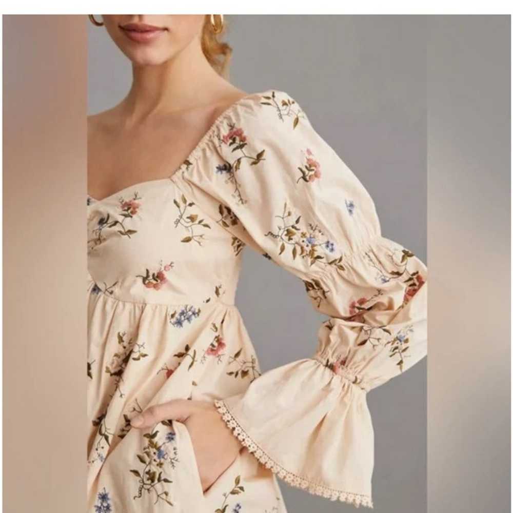 Anthropologie Long-Sleeve Floral Embroidered Mini… - image 2