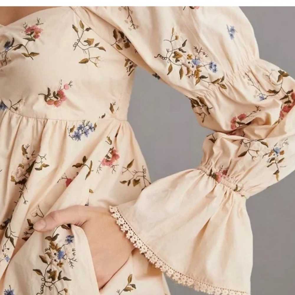 Anthropologie Long-Sleeve Floral Embroidered Mini… - image 7