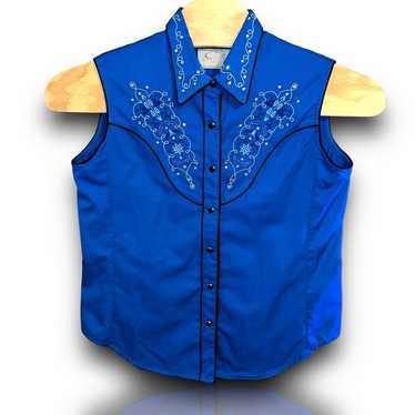 Scully L Royal Blue  Embroidered Rhinestone Vinta… - image 1