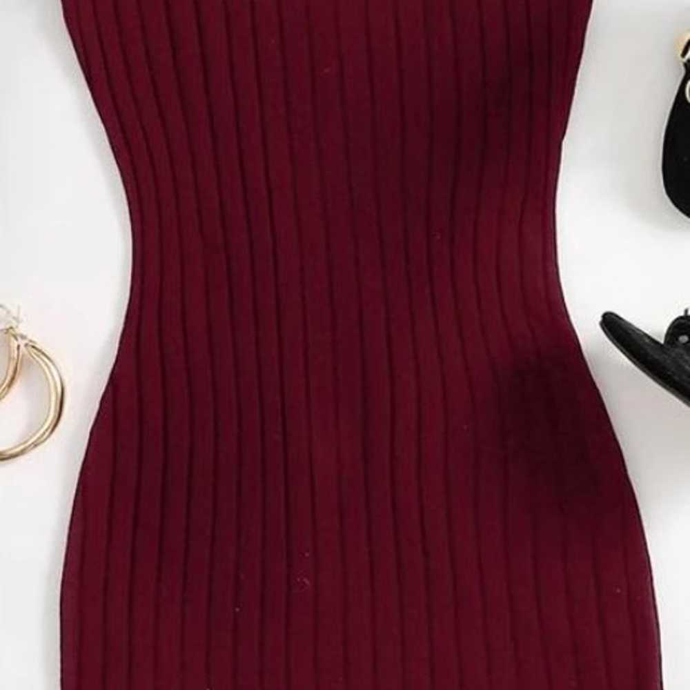 Rib knit bodycon dress (Burgundy) - image 1