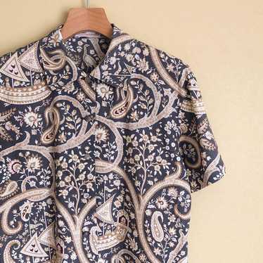 DAKS patterned shirt cotton paisley short sleeve … - image 1