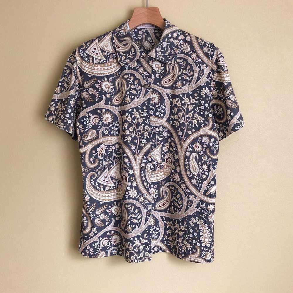 DAKS patterned shirt cotton paisley short sleeve … - image 2