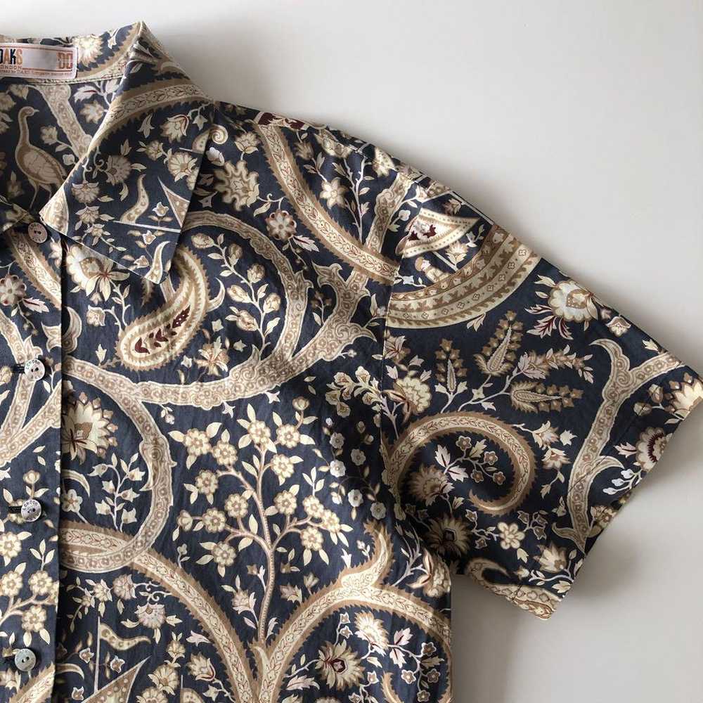 DAKS patterned shirt cotton paisley short sleeve … - image 7