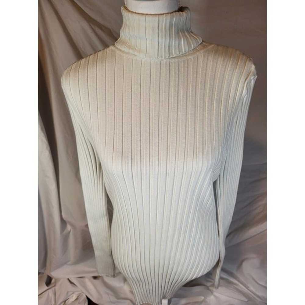 Sundance Size XL Cream Ribbed Turtleneck Body Con… - image 1