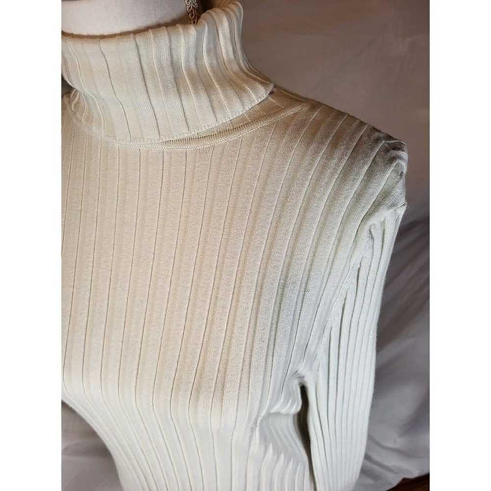 Sundance Size XL Cream Ribbed Turtleneck Body Con… - image 2