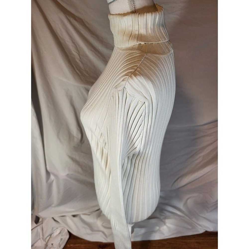 Sundance Size XL Cream Ribbed Turtleneck Body Con… - image 3