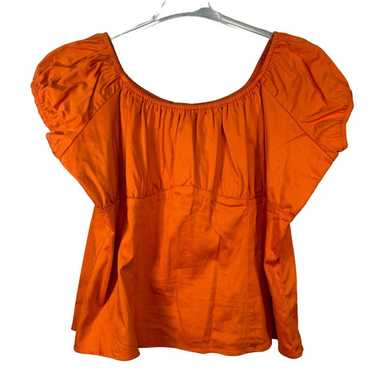 Pinup Couture Orange Retro Vintage Peasant Top Si… - image 1