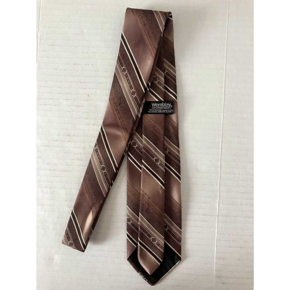 Vintage Wembley Men's Necktie Tie Polyester Brwon… - image 3