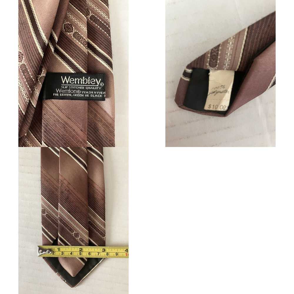 Vintage Wembley Men's Necktie Tie Polyester Brwon… - image 4