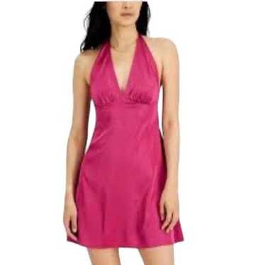 Just Polly Fushia Pink Satin Halter Dress