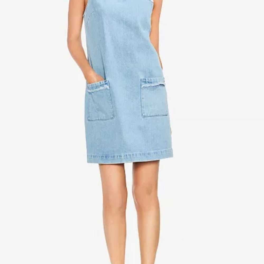 Vince Camuto Denim Cotton Fringe Sleeveless Shift… - image 1