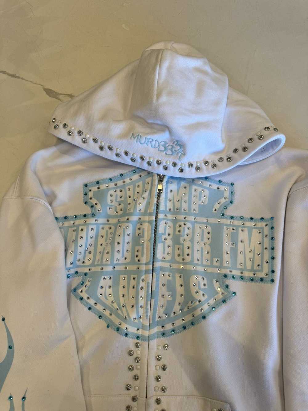 murd333r.fm Murd333r FM Blue/White Zip Up hoodie - image 6