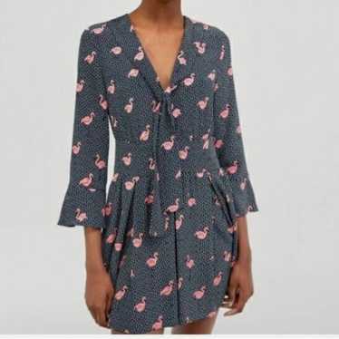 ZARA Basic Polka Dot Flamingo Print Short Style R… - image 1