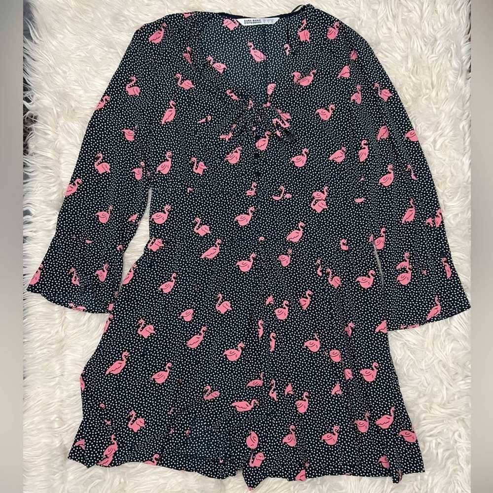 ZARA Basic Polka Dot Flamingo Print Short Style R… - image 3