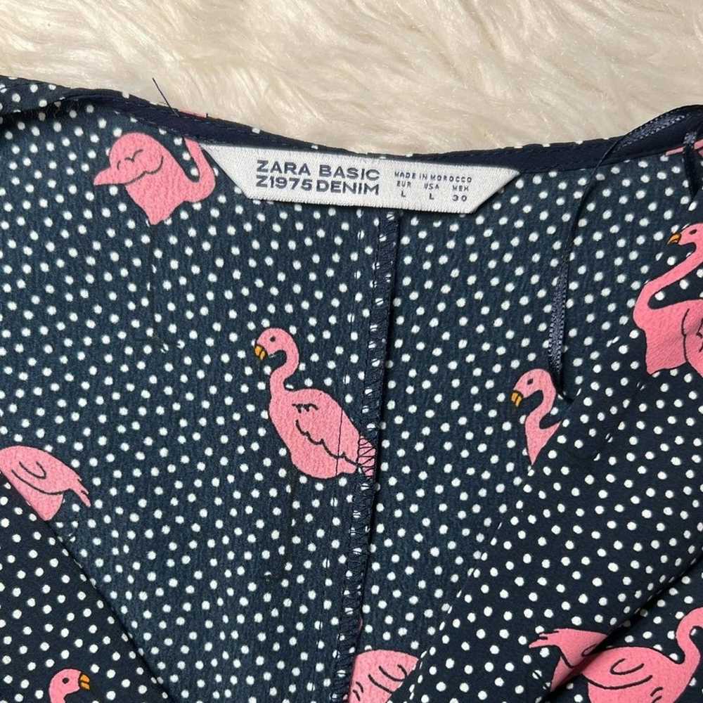 ZARA Basic Polka Dot Flamingo Print Short Style R… - image 4