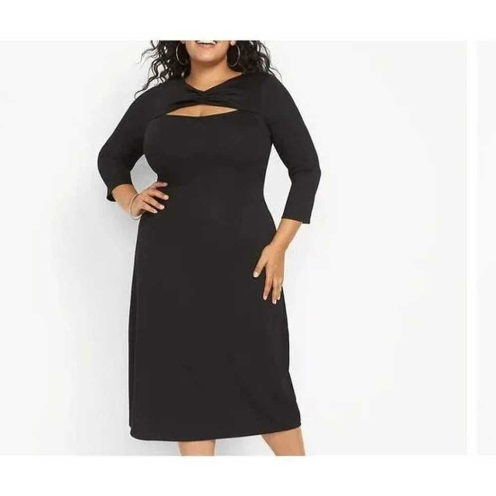 Lane Bryant Black Ponte Twist-Neck Keyhole Bodyco… - image 1