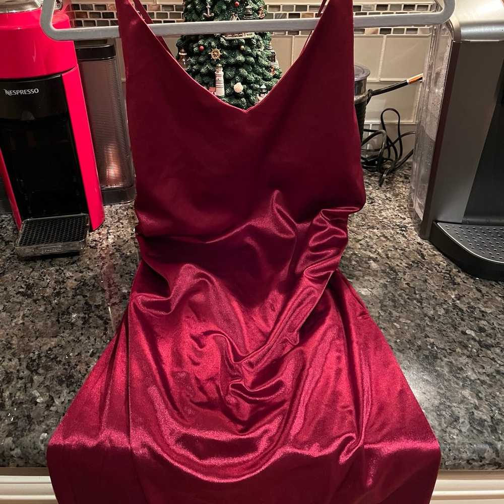 Deep red satin mini dress. - image 1