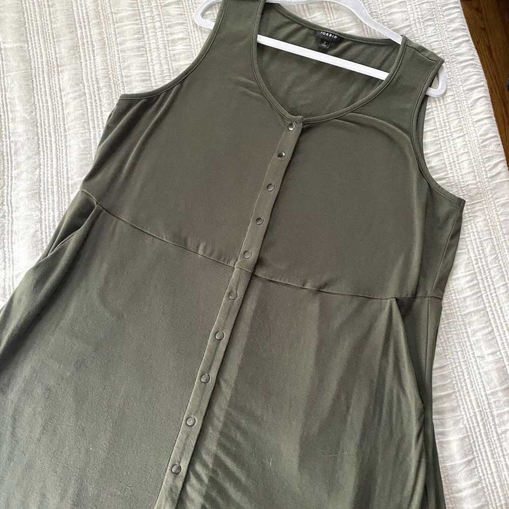 Torrid 2 2X Olive Green Maxi Dress Sleeveless Fal… - image 1