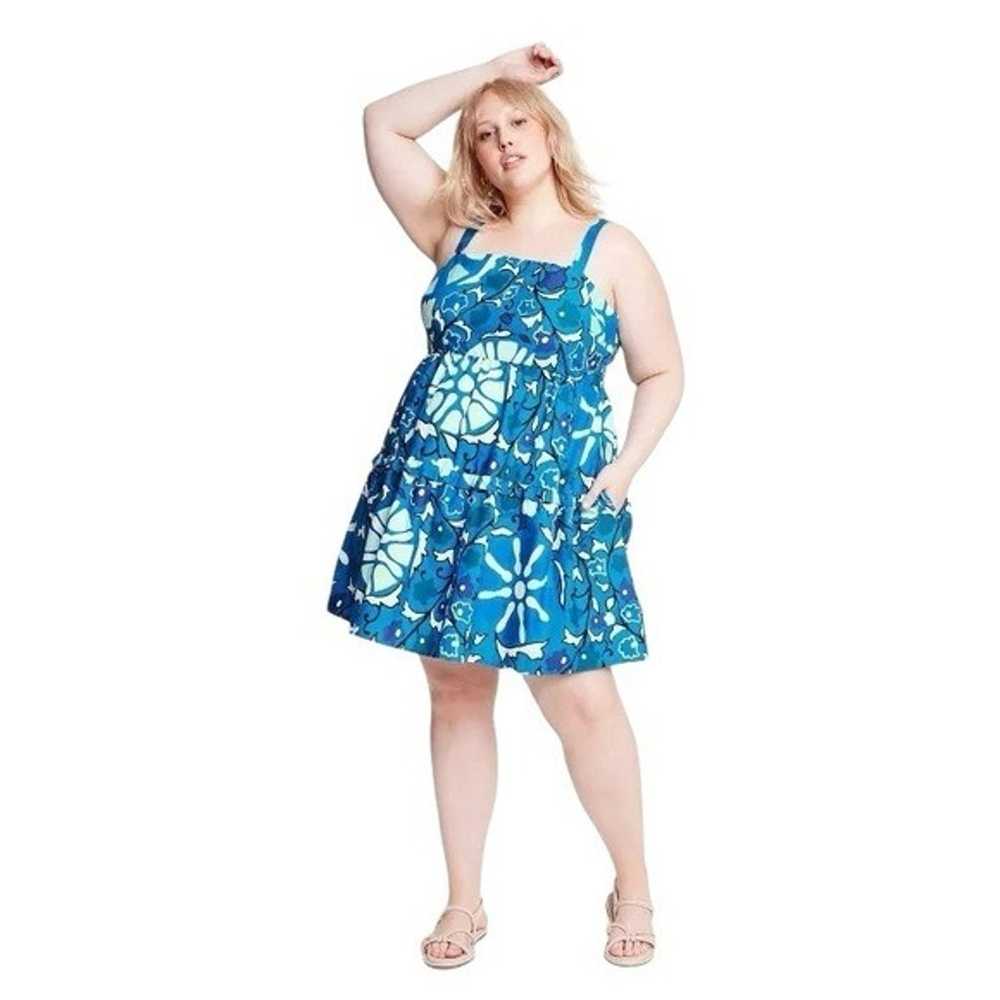 Rhode x Target Blue Zinnia Floral Print Mini Dres… - image 1