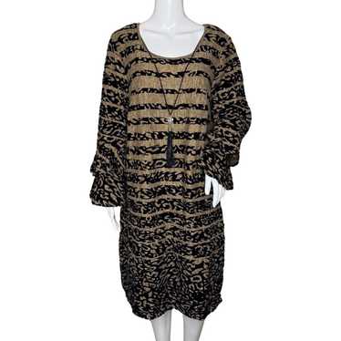 Tacera Dress Women 2X Brown Black Stripe Cheetah … - image 1