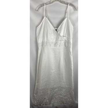 OLIVACEOUS White popular Spaghetti-Strap Eyelet Illusion Maxi Dress Size M