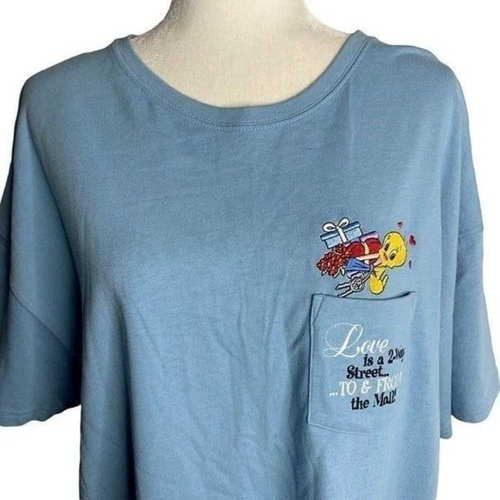 Vintage Y2K Warner Bros Tweety Bird T Shirt XL Bl… - image 2