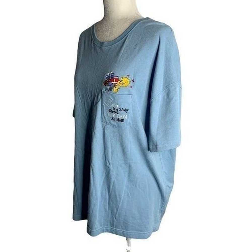 Vintage Y2K Warner Bros Tweety Bird T Shirt XL Bl… - image 4