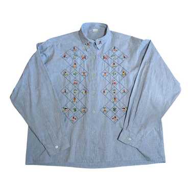 Shambray shirt, cute embroidery, vintage equivale… - image 1