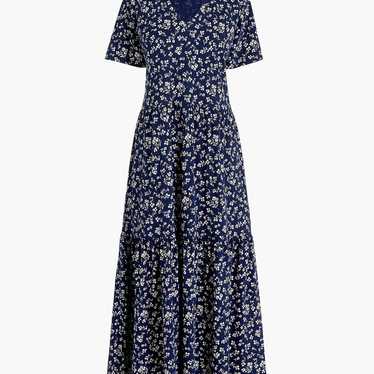 J crew factory V-neck tiered knit floral midi dre… - image 1