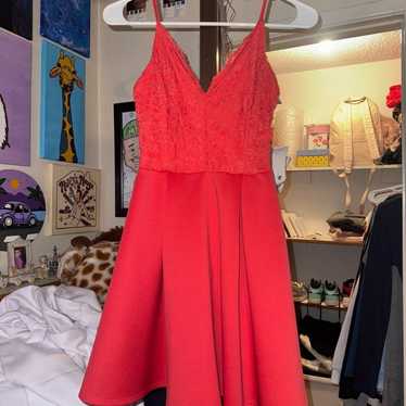 coral skater style homecoming dress