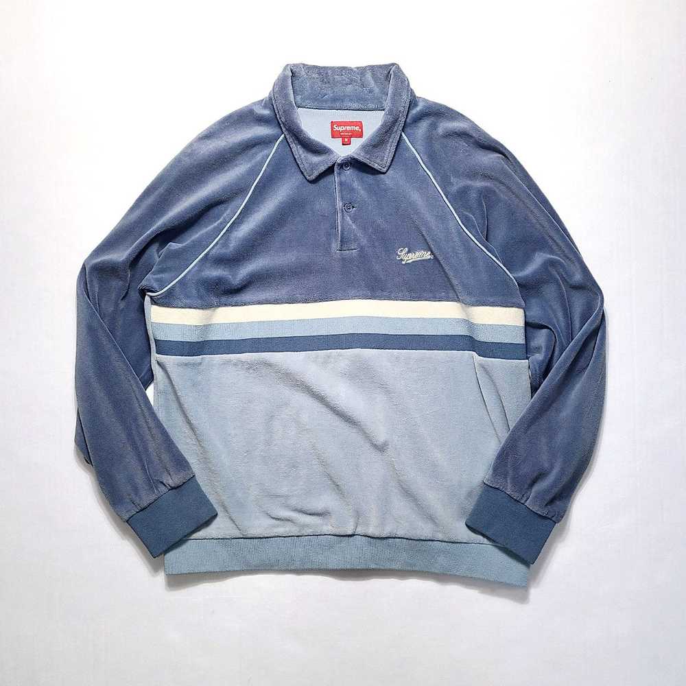 Supreme Supreme Velour Polo Stripe Raglan Long Sl… - image 1