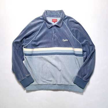 Supreme Supreme Velour Polo Stripe Raglan Long Sl… - image 1