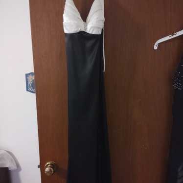 Black and White Halter Formal Dress