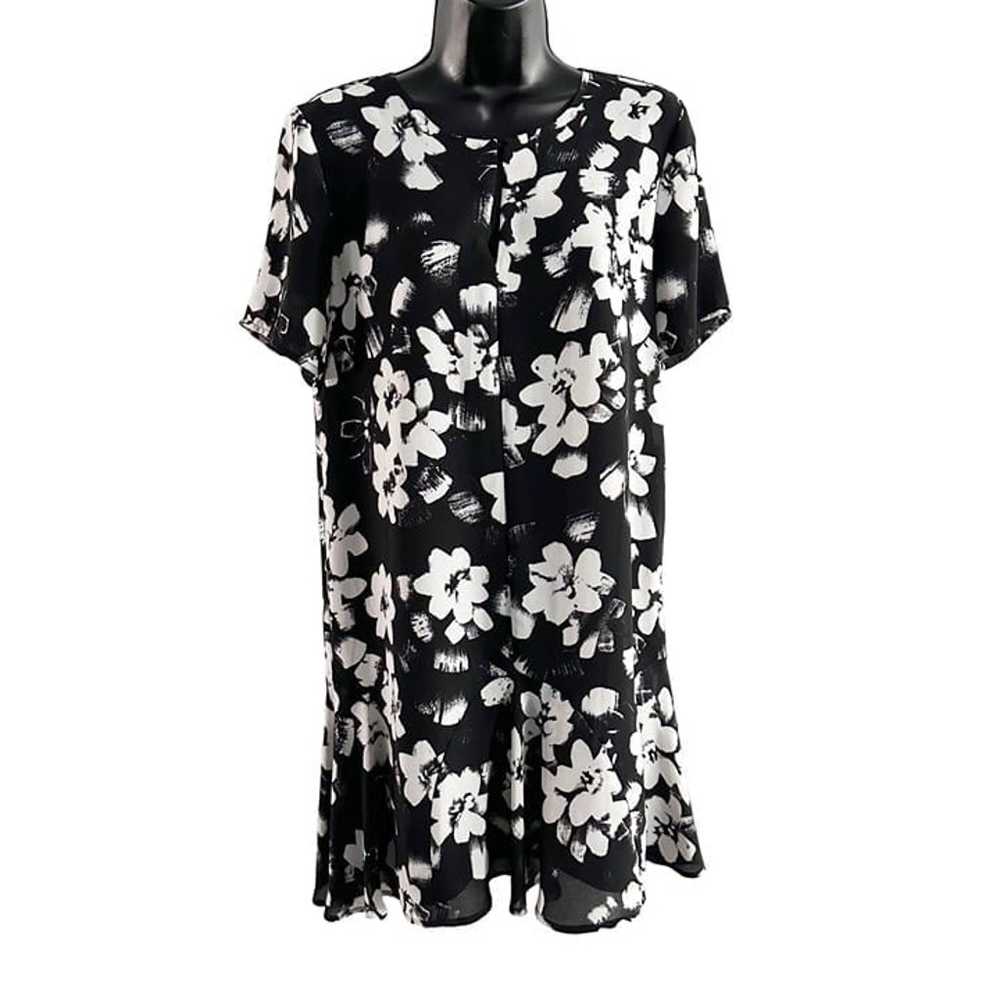 1. State Floral Ruffle Hem Short Sleeve Mini Dres… - image 1