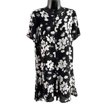 1. State Floral Ruffle Hem Short Sleeve Mini Dres… - image 1