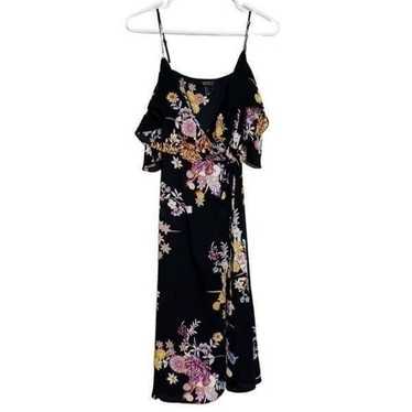 Forever 21 Contemporary Floral Wrap Maxi Dress Bla