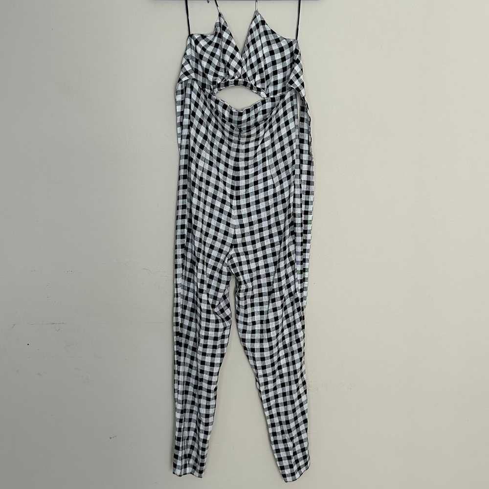 Zara black and white gingham cutout jumpsuit Sz S - image 6