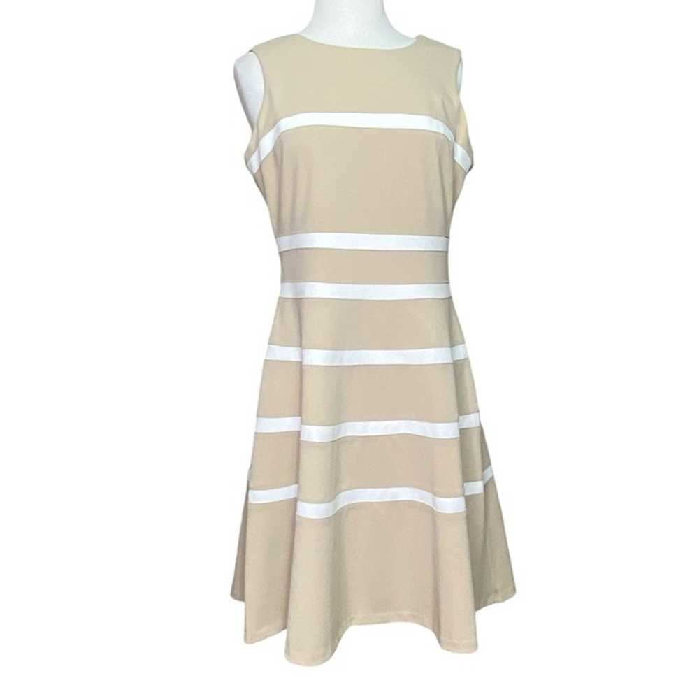 Tommy Hilfiger Beige and White Striped Dress Size… - image 1