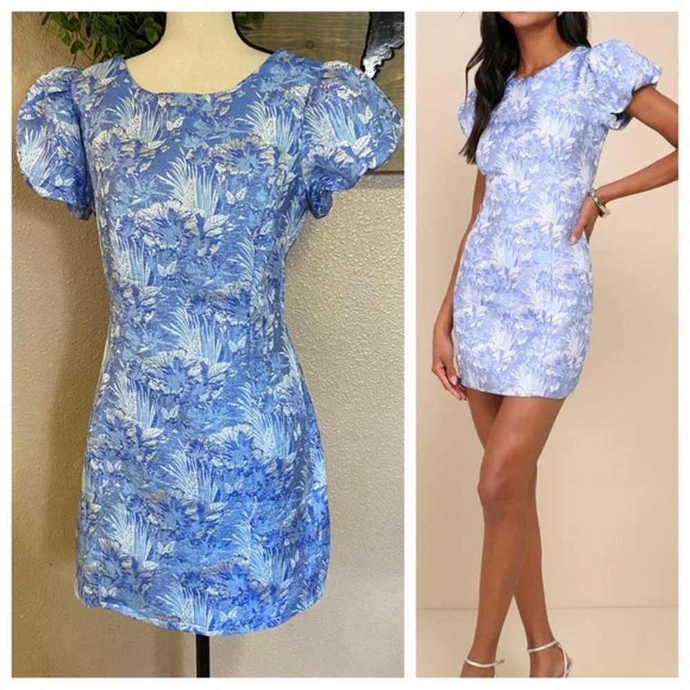 NWOT Lulus Exceptional Icon Blue Floral Jacquard … - image 1