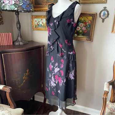 Sheri Martin Black purple floral dress flowy